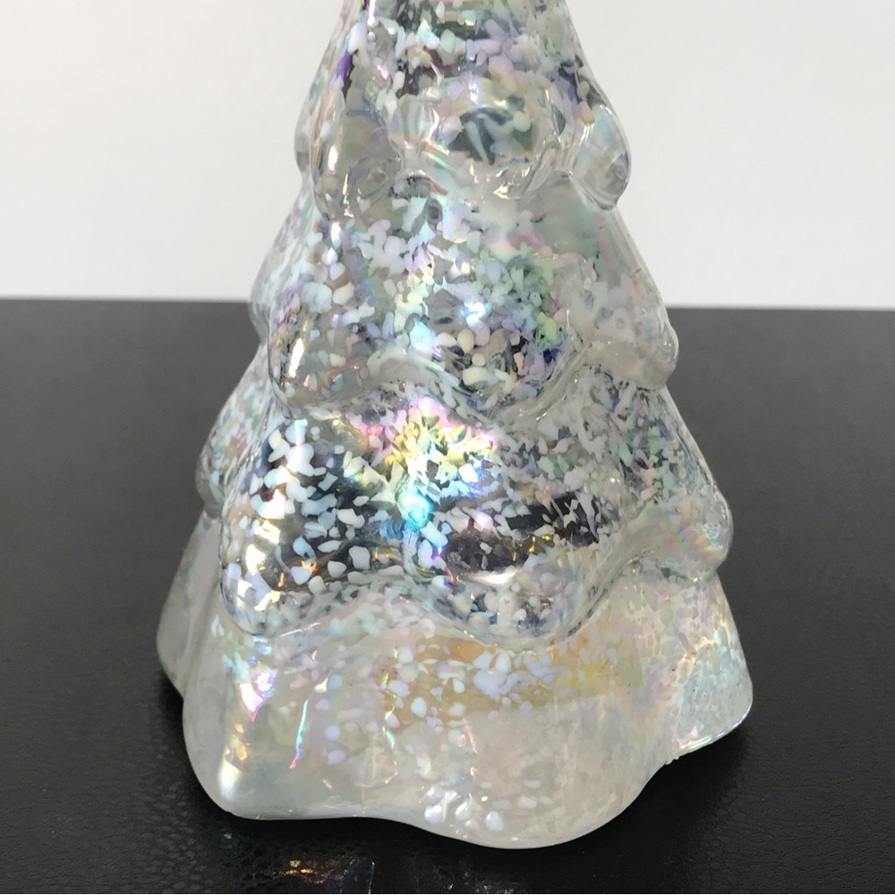 Vintage 7.5 Balos Hand Blown Art Glass AB Aura Iridescence Snow Christmas Tree - Picture 8 of 12